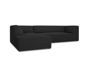 Canapea cu colt neagra din textil pentru 4 persoane Ruby Ottawa Left Micadoni