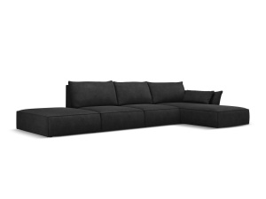 Canapea cu colt neagra din textil pentru 5 persoane Kaelle Right Micadoni