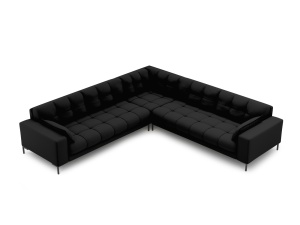 Canapea cu colt neagra din textil pentru 6 persoane Mamaia Structured Black Micadoni