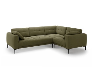 Canapea cu colt verde din catifea pentru 4 persoane Bemy Right Velvet Micadoni