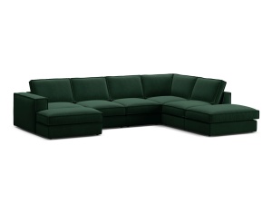 Canapea cu colt verde din catifea pentru 5 persoane Pola Right Micadoni