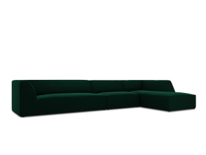 Canapea cu colt verde din catifea pentru 5 persoane Ruby Right Micadoni