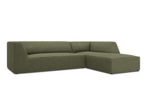 Canapea cu colt verde din textil pentru 4 persoane Ruby Scala Corduroy Right Micadoni