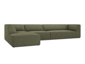 Canapea cu colt verde din textil pentru 5 persoane Ruby Corduroy Left Micadoni