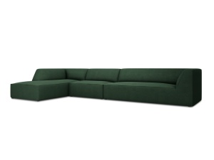Canapea cu colt verde din textil pentru 5 persoane Ruby Left Micadoni