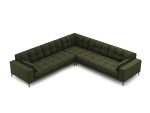 Canapea cu colt verde din textil pentru 6 persoane Mamaia Structured Black Micadoni