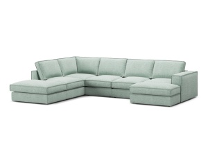 Canapea cu colt verde menta din textil pentru 5 persoane Pola Left Micadoni