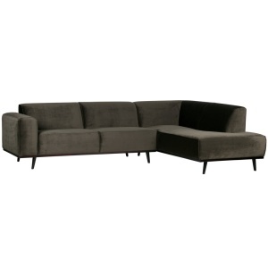 Canapea cu colt verde oliv din catifea 274 cm Statement Right Woood