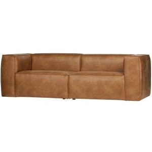 Canapea din piele maro pentru 3,5 persoane Bean Woood