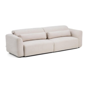 Canapea extensibila bej din textil pentru 4 persoane Lares Chenille Kave Home