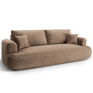Canapea extensibila bej inchis din catifea pentru 3 persoane Ella Micadoni