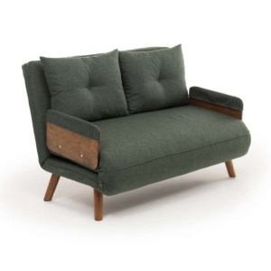 Canapea extensibila verde din textil pentru 2 persoane Cosmo The Home Collection