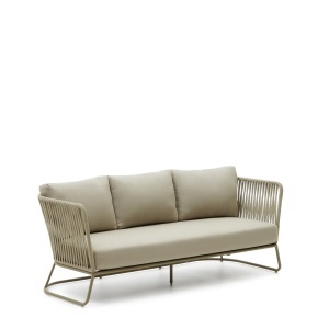 Canapea exterior verde din metal pentru 3 persoane Saconca Kave Home