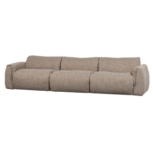 Canapea maro din textil pentru 3 persoane Baggy Melange Woood