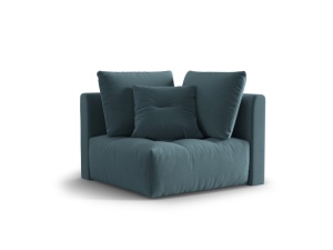 Canapea modulara albastru pastel din catifea pentru 1 persoana Bloom Corner Micadoni