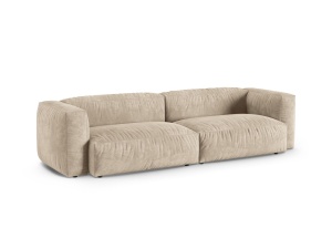 Canapea modulara bej deschis din catifea pentru 4 persoane Martina XL Micadoni