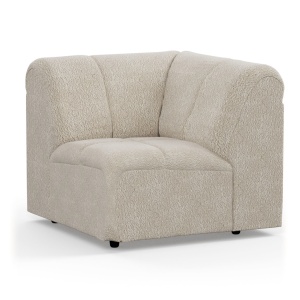 Canapea modulara crem din textil 98 cm Wave Boucle Corner HKliving
