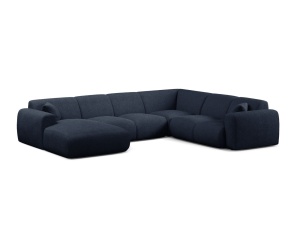 Canapea modulara cu colt albastru inchis din textil pentru 6 persoane Molino Panoramic Boucle Right Micadoni