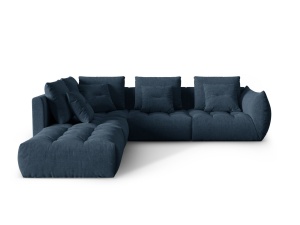 Canapea modulara cu colt albastru navy din textil pentru 4 persoane Bloom Wind Left Micadoni