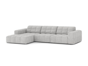 Canapea modulara cu colt argintie din textil pentru 4 persoane Jennifer Chenille Left 294 Micadoni