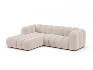 Canapea modulara cu colt bej deschis din catifea pentru 4 persoane Lupine Left Micadoni