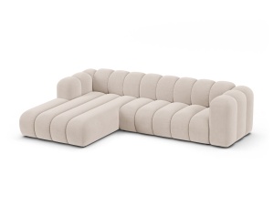 Canapea modulara cu colt bej deschis din catifea pentru 4 persoane Lupine Left Micadoni