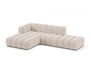 Canapea modulara cu colt bej deschis din catifea pentru 5 persoane Lupine Left Micadoni