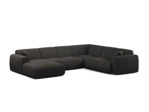 Canapea modulara cu colt gri antracit din textil pentru 6 persoane Molino Panoramic Chenille Eden Right Micadoni