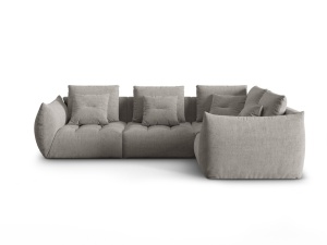 Canapea modulara cu colt gri deschis din textil pentru 3 persoane Bloom Structural Right Micadoni