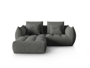 Canapea modulara cu colt gri inchis din textil pentru 3 persoane Bloom Wind Left Micadoni