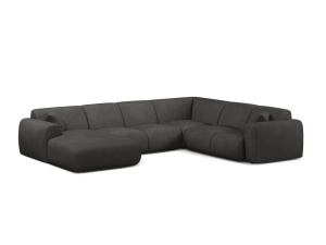 Canapea modulara cu colt gri inchis din textil pentru 6 persoane Molino Panoramic Chenille Rebel Right Micadoni