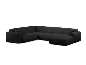 Canapea modulara cu colt neagra din textil pentru 6 persoane Molino Panoramic Boucle Left Micadoni