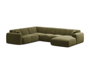 Canapea modulara cu colt verde deschis din catifea pentru 6 persoane Molino Panoramic Left Micadoni