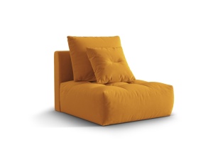 Canapea modulara galbena din catifea pentru 1 persoana Bloom Middle Micadoni