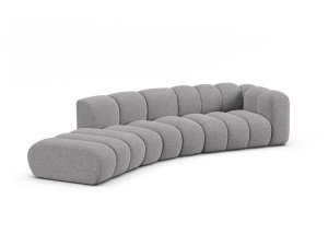 Canapea modulara gri deschis din textil pentru 5 persoane Lupine Chenille Right Micadoni