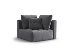 Canapea modulara gri inchis din catifea pentru 1 persoana Bloom Corner Micadoni