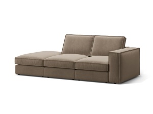 Canapea modulara gri/maro din catifea pentru 3 persoane Pola Left Micadoni