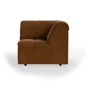 Canapea modulara maro caramel din catifea 98 cm Wave Royal Corner HKliving