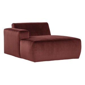 Canapea modulara maro castana din catifea 112 cm Mojo Lounge Left Woood