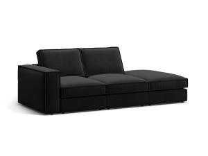 Canapea modulara neagra din catifea pentru 3 persoane Pola Right Micadoni