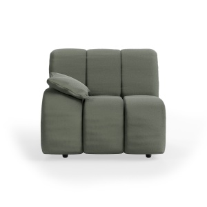 Canapea modulara verde army din bumbac 98 cm Wave Left Low Arm HKliving