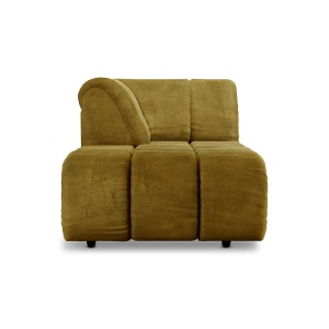 Canapea modulara verde oliv din catifea 177 cm Wave Mid Royal Left HKliving