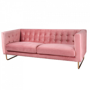 Canapea roz/aurie din catifea si inox pentru 3 persoane Meno Gilli