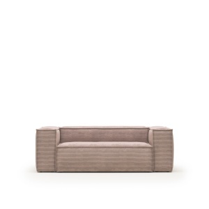 Canapea roz din catifea pentru 2 persoane Blok FR Kave Home