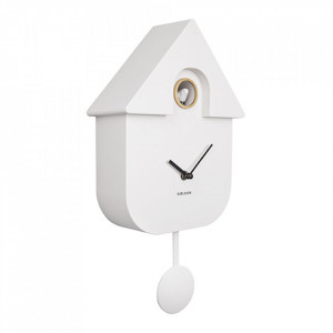 Ceas de perete dreptunghiular alb din plastic ABS 21x41 cm Modern Cuckoo Present Time