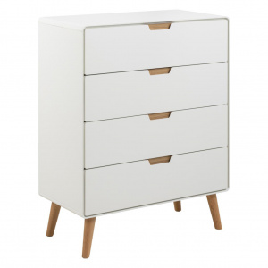 Comoda alba/maro din lemn 80 cm Lowell Four Quiet Object