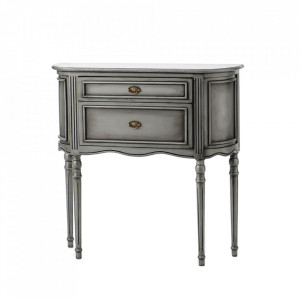 Comoda argintie din lemn si MDF 80 cm Mini Medaillon Metal Amadeus