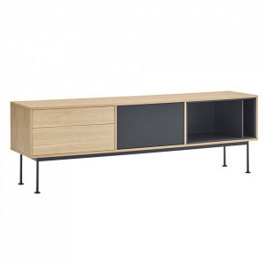 Comoda TV gri antracit/maro din metal 180 cm Yoko Teulat