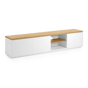 Comoda TV maro/alba din lemn 200 cm Abilen Kave Home