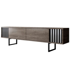 Comoda TV neagra/maro 180 cm Chrome Line The Home Collection